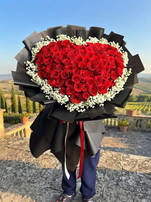 Premium Heart Red Roses Bunch