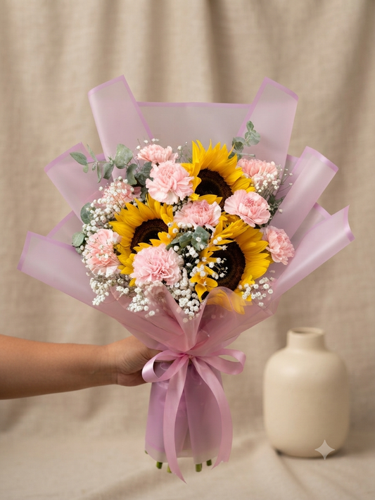 Sunflower with Carnation Bouquet