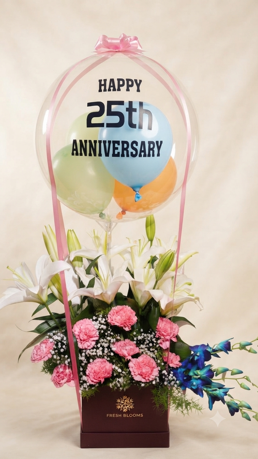 Anniversary Balloons Flowers Bouquet