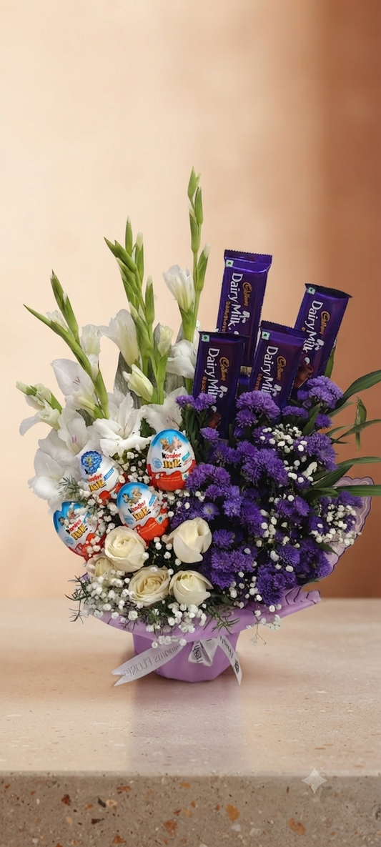 Blissful Blue Dazy Chocolate Bouquet
