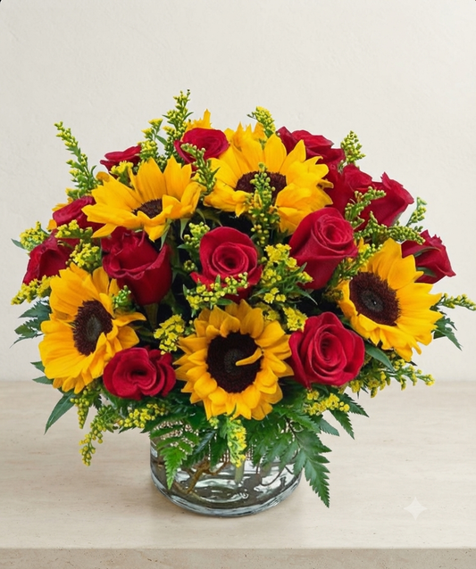 Sunflower with Roses Bouquet
