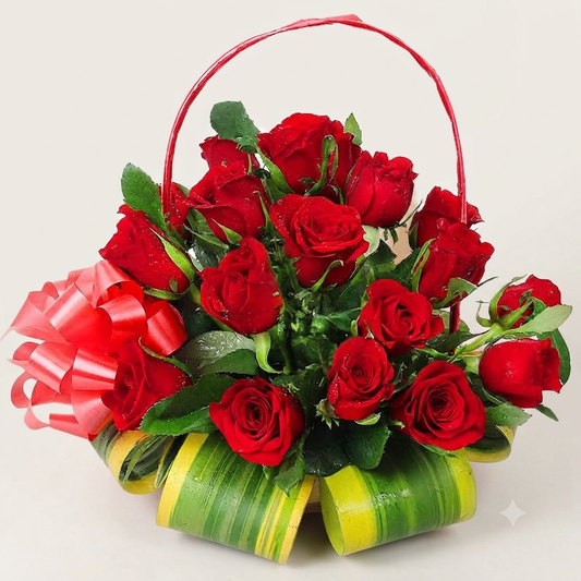 Sweets Heart Red Roses basket