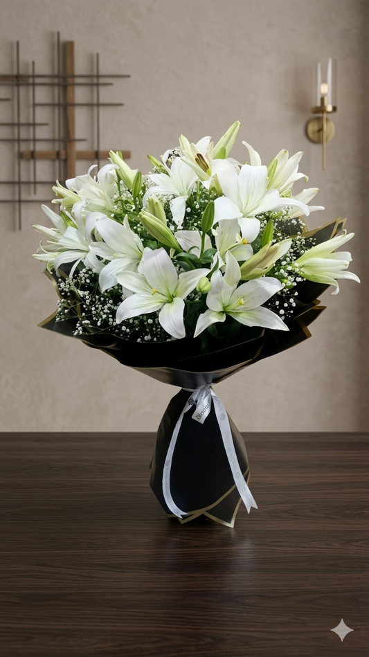 White Ascitic Lilies Bouquet