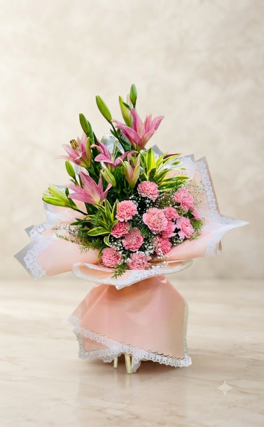 Sweet pink Blooms Lily Bouquet