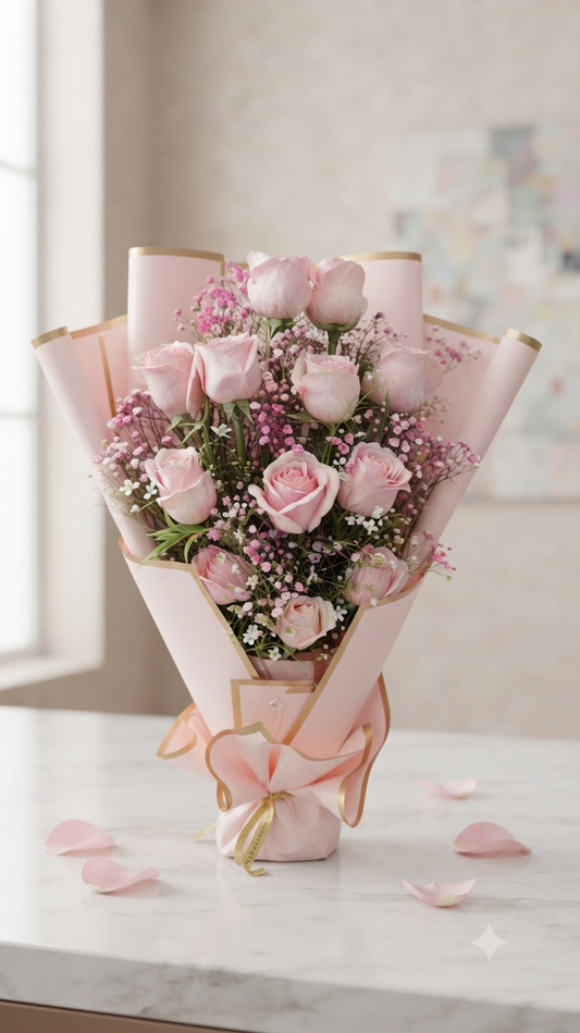 Sweet Pink Roses Bouquet