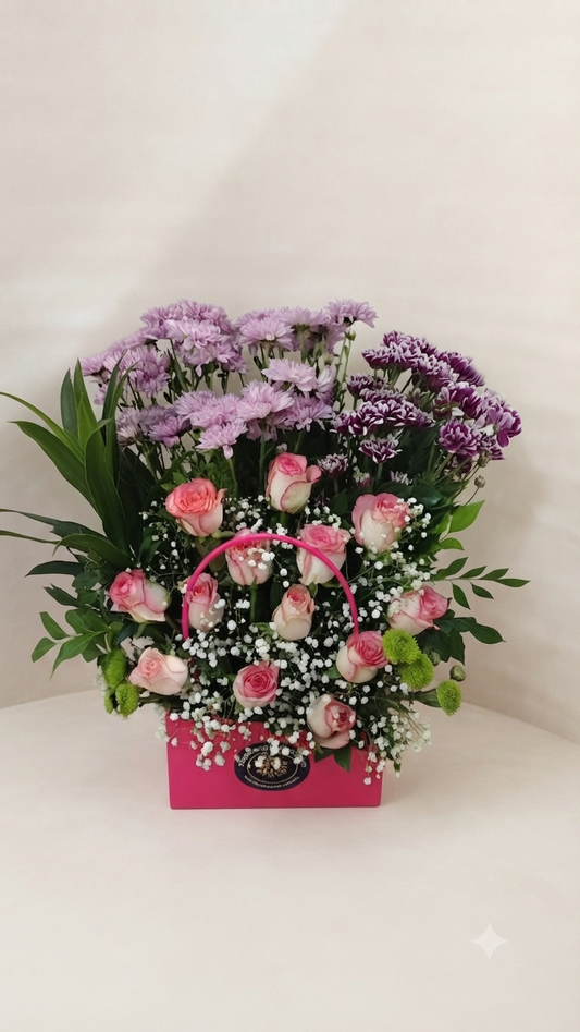 Personalized pink Flowers Bag