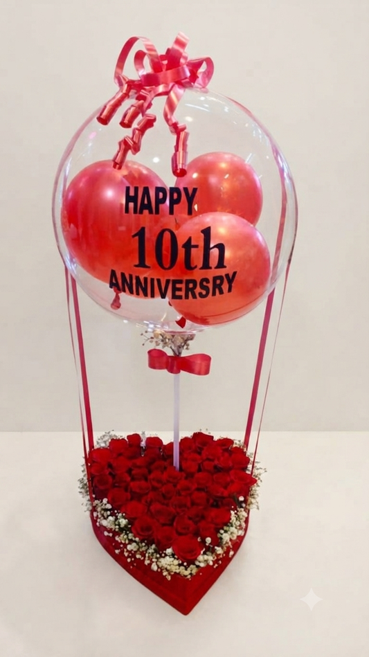 Heart Balloon Roses Bouquet