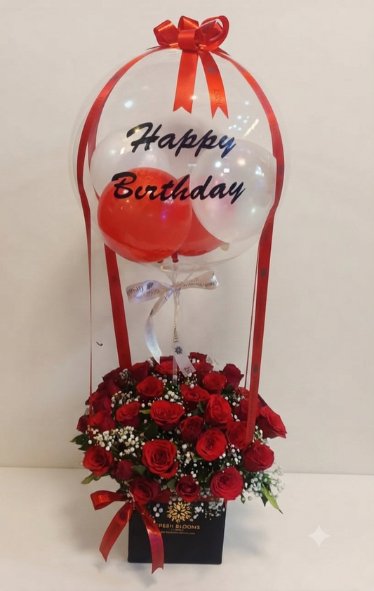 Birthday Balloons Flowers Box