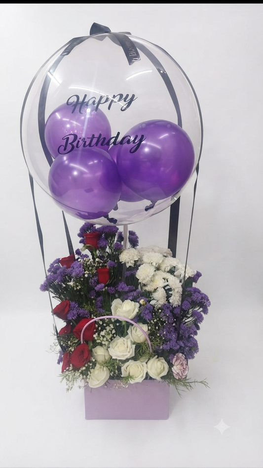 Mix Flowers Balloons Bouquet