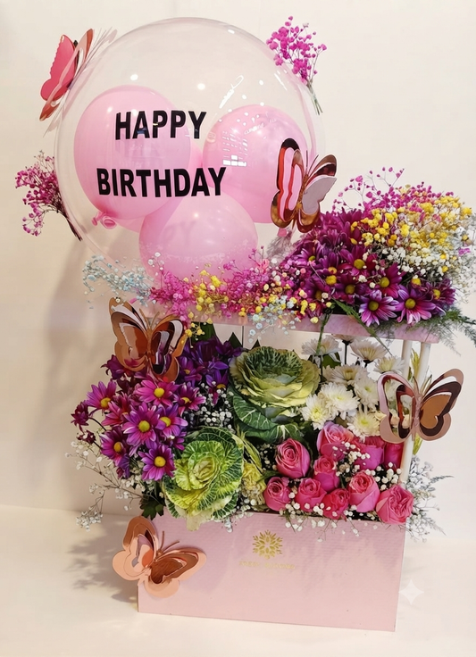 Premium Mix flowers Balloons Bouquet