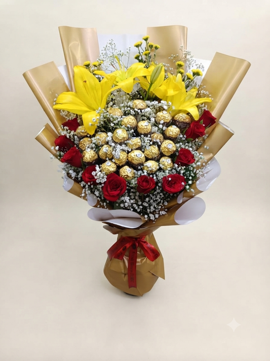 Personalized Bouquet And Chocolate