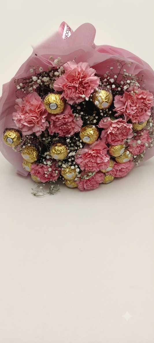 Sweet Pink Carnations Chocolate Bouquet