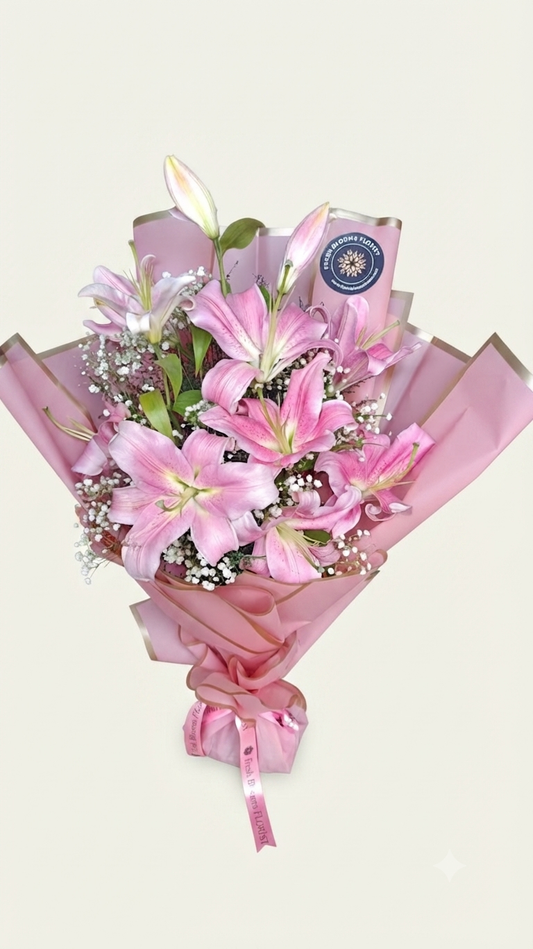 Pink Oriental Lilies Bouquet