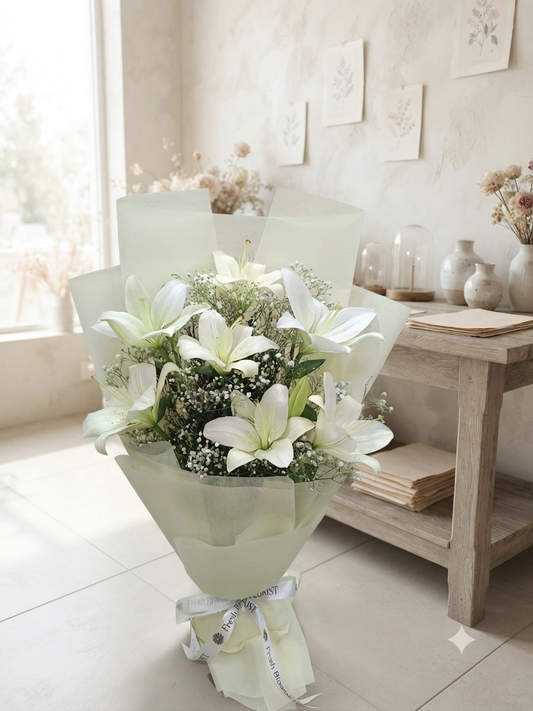 White Ascitic Lily Bouquet