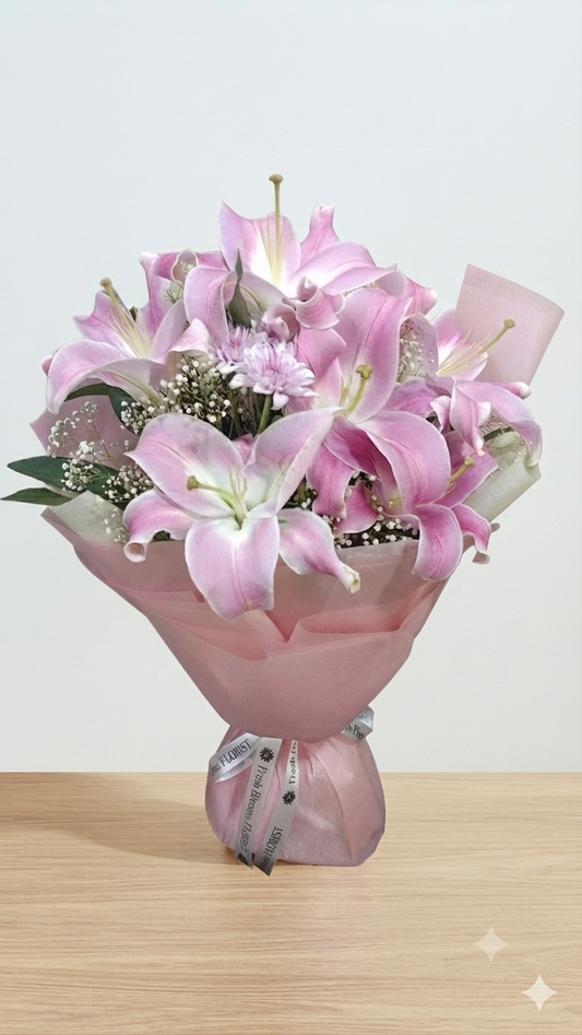 Oriental Pink Lilies Bouquet