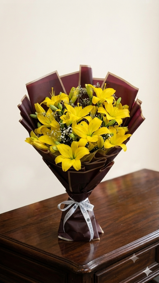 Asiatic Yellow Lilies Bouquet
