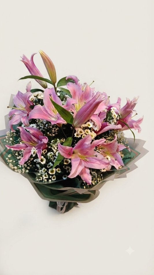 Oriental Pink Lilies Bouquet