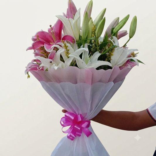 Pink White Oriental Lilies Bouquet
