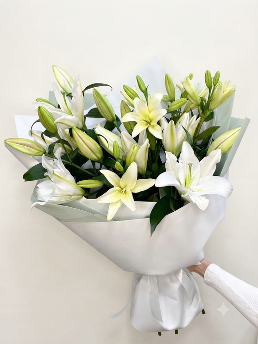 White Oriental Lilies Bouquet