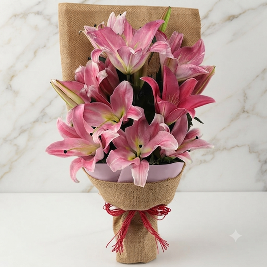 Asiatic Pink Lilies Bouquet