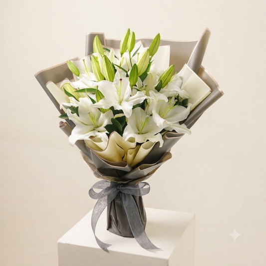 Oriental White Lily Bouquet