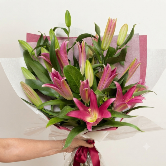 Exotic Pink Lilies Bouquet