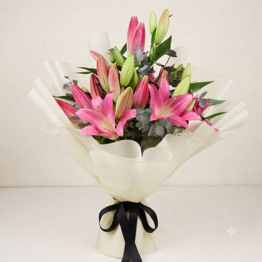 Pink Orintal Lilies Bunch