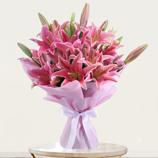 Premium Pink Lilies Bouquet