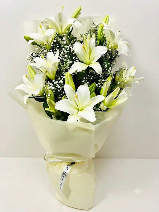 White Ascitic Lilies Bunch