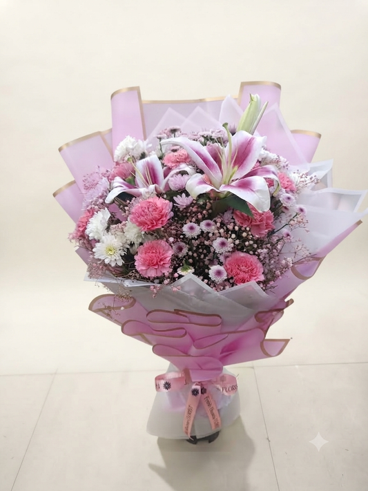 Sweet pink Carnations Lily Bouquet