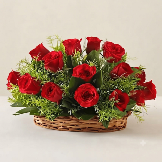 Forever 15 Red Roses Basket