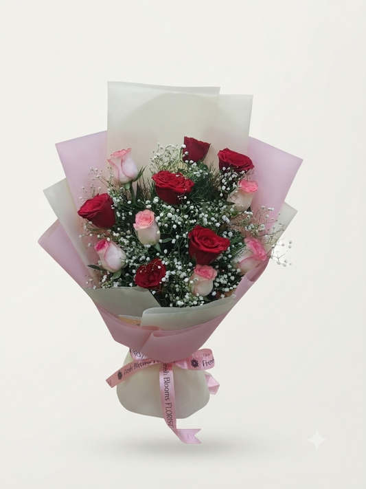 Red Pink Roses Bunch